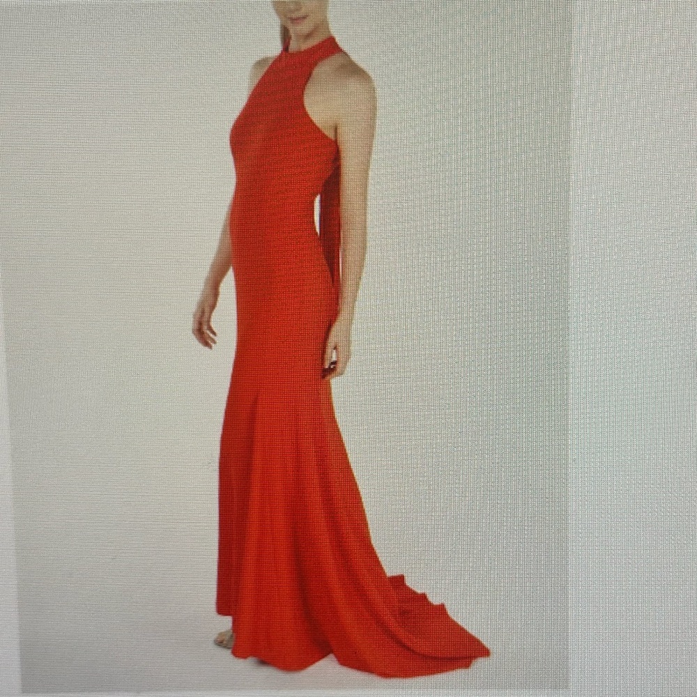 Calvin Klein Tie Halter Gown Black Size 10